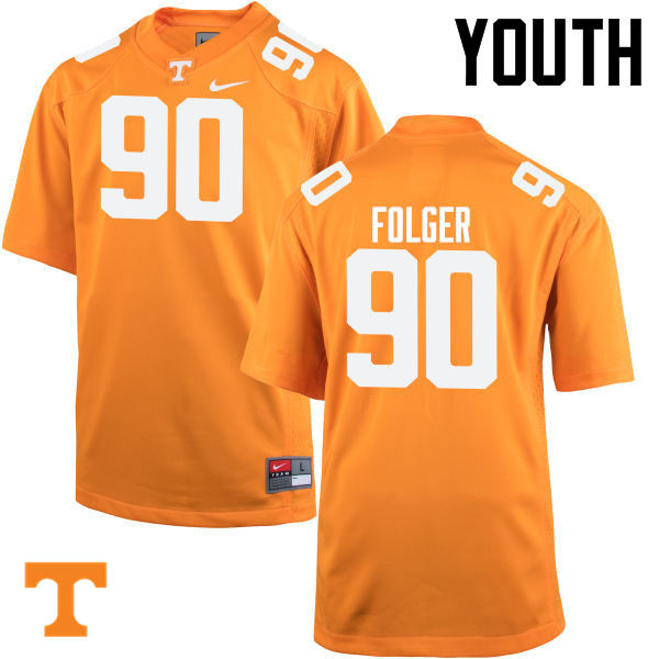 Youth #90 Charles Folger Tennessee Volunteers College Football Jerseys-Orange